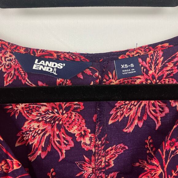 Lands End' Size XS-S, Floral Boho Dress Purple & Red Pattern Midi Women, Retro - Picture 2 of 6